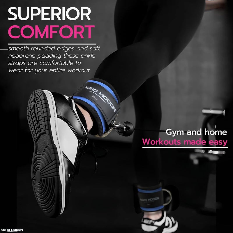 AOHO MOOON Ankle Strap for Cable Machine Attachments, Gym Accessories for Women and Men, Neoprene Ankle Cuffs for glute Kickback, Leg Workouts ande Booty Hip Abductors Exercise - Image 5